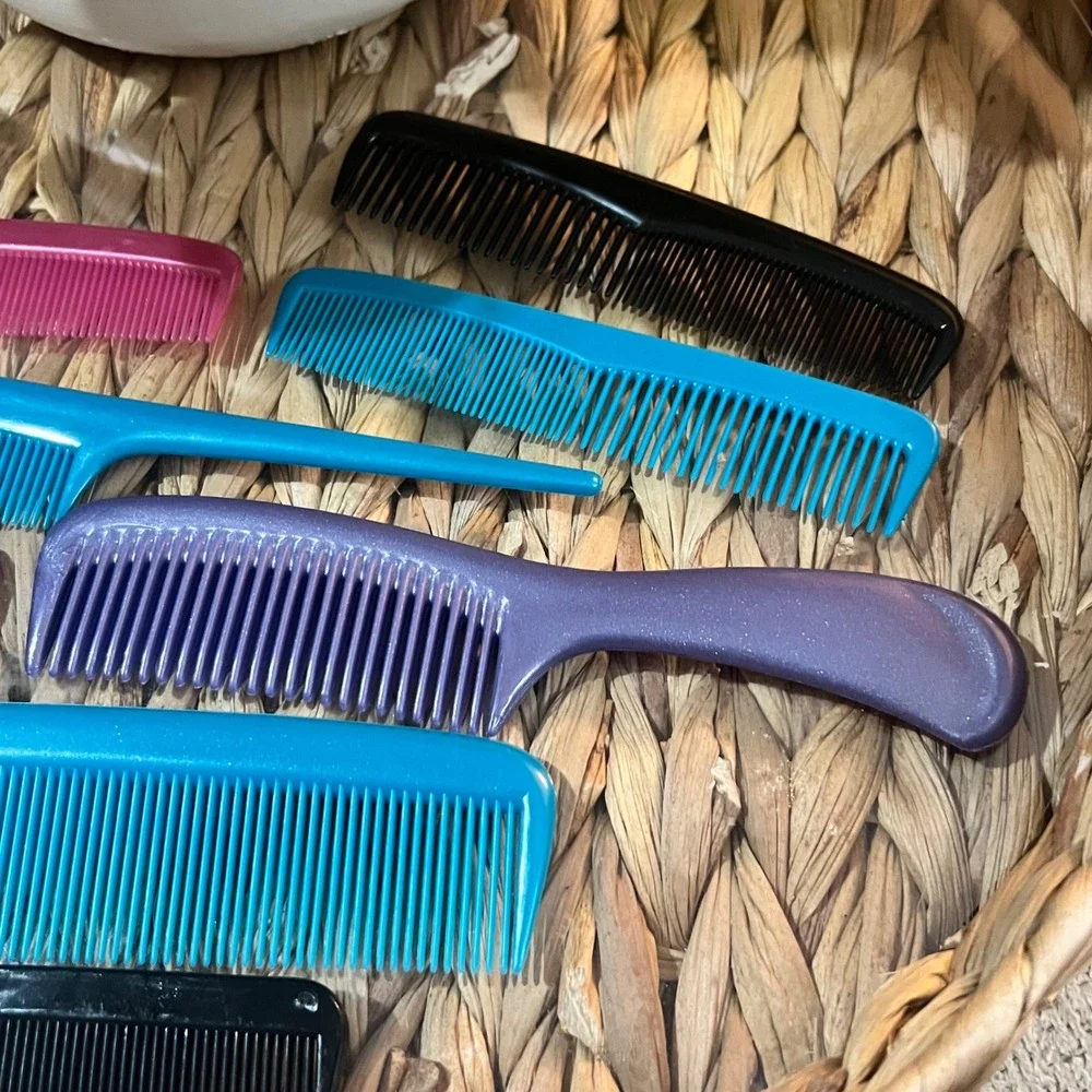 Vintage Hair Combs Lot of 11 Colorful Assorted Styling‎ Teeth Comb Bundle